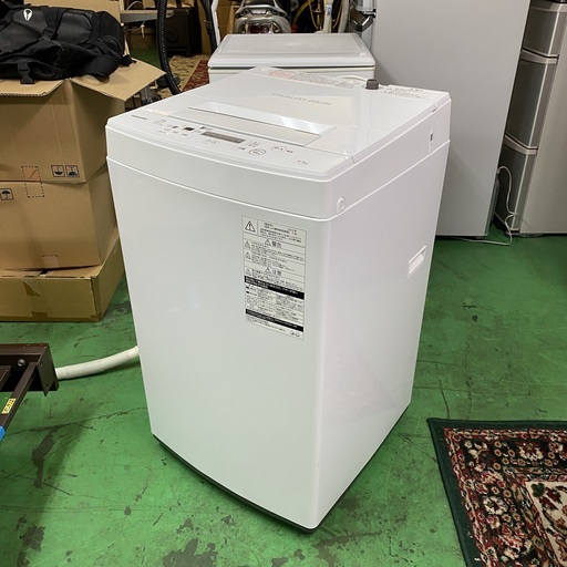 裏 ☆良品・高年式☆ 2019年製 TOSHIBA 全自動 電気 洗濯機 AW-45M7 4.5kg 説明書付き ホワイト 東芝 東KK