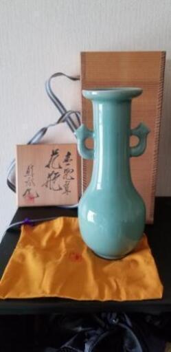 八田蘇谷 花瓶 青磁 陶器