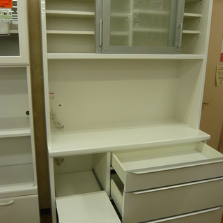 レンジボード　白　エナメル　幅118㎝　大川家具　カップボード　ダイニングボード　札幌　西岡店