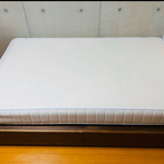 美品 無印良品 セミダブルベッド　収納ベッド 増量タイプ 超高密度ポケットコイルマットレス　シングル