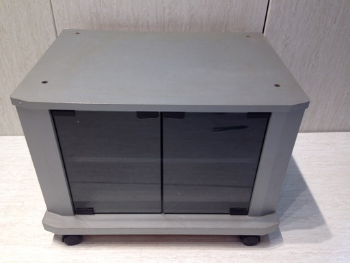 ★1258★TV台　キャスター付　ガラス扉　テレビ台　テレビボード　棚付　家具　インテリア　AVボード