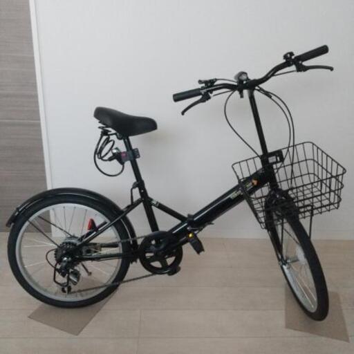 新品同様☆シマノ製6段ギア折り畳み自転車 20インチ 黒