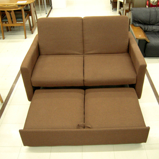 ソファベッド ボックスタイプ 幅138cm 2人掛けソファ ブラウン 苫小牧西店