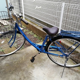 自転車 27インチ 6段変速 カゴ・ライト付き シティサイクル POZZAT 青