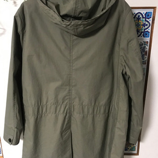 美品 春物 マーガレットハウエル MHL フーデットコートカーキ XL