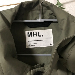 美品 春物 マーガレットハウエル MHL フーデットコートカーキ XL
