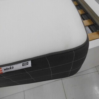 IKEA/イケア ダブルベッド マットレス付き 高さ調整可能 ホワイト 苫小牧西店