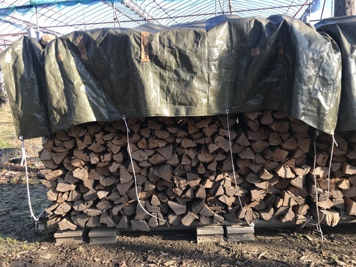 薪ストーブ4-7キャンプ広葉樹 薪割済のニセアカシア薪 1棚水分16