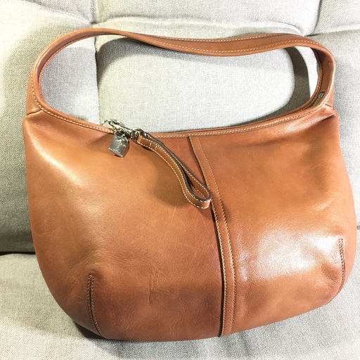 COACH オールドコーチ チョコレーブラウンレザー ワンショルダーバッグ ミニシグネチャー