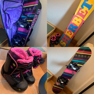 スノボ板、ケース、シューズ3点セット