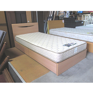 札幌【①FranceBedのマットレス シングルベッド】 引出し×2個付き 防