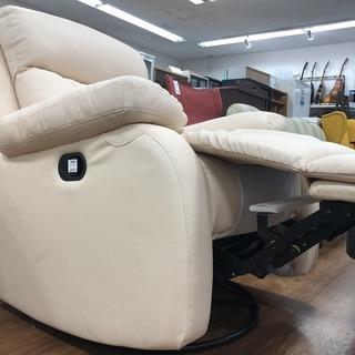 トレファク府中店】ハーフレザー リクライニングソファー ベージュ