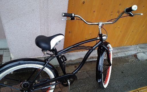 GRQ レトロ風Long Beach Bicycle 24吋 シングル/ブラック