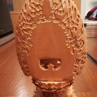 仏像　柘植（ツゲ）製　上彫り 八角飛天　大日像