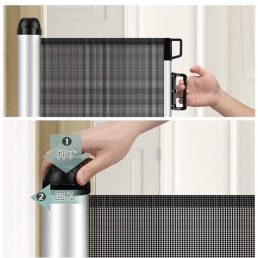 ベビーガード ベビーゲート ペットゲート 赤ちゃん とおせんぼ ロール式 黒