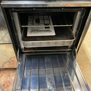 中古 オザキ オーブン付ガステーブル OZS-80R ガスコンロ 800×550×800 都市ガス ガスレンジ 自動点火 業務用 厨房機器