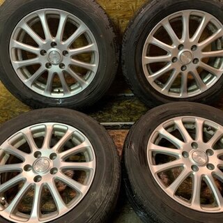 DUNLOP/EC202 215/60R16 18年製バリ溝夏タイヤ 社外アルミ 16×6.5J5HPCD114.3+52 4本Set オデッセイ ヴェゼル等 (TB07) クレジットカード QR決済可能