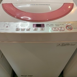 SHARP 全自動洗濯機 6キロ 中古 2016年製 ES-GE60R