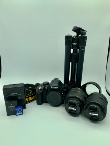 値下げ ニコン D3200 Nikkor 55-200mm velbon 三脚 カメラバッグ SDカード 5点セット