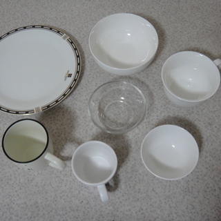 食事用茶碗+カップ+プレ-ト+ガラス弁当箱