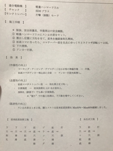 拡底コマ付きドリル「スン止め君」（アンカードリル）1000本