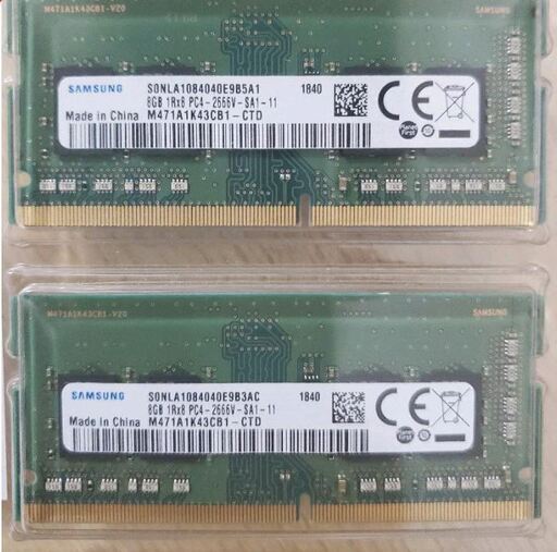 メモリ　DDR4　SO-DIMM　8GB×2枚　美品　サムスン製　※売却済〆切