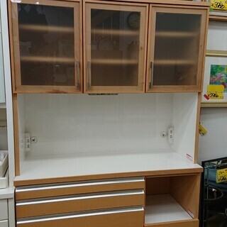 ★ナチュラル×ホワイト レンジボード 食器棚 地震ロック付き★120×45×195☆配達可能 買取帝国 朝霞店 ☆ナチュラル×ホワイト レンジボード 食器棚 地震ロック付き☆120×45×195