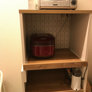 【カリーナseries】キッチン収納　炊飯器やレンジ収納　棚　高さ可動
