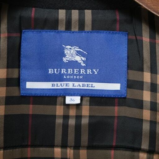 美品 BURBERRY　バーバリー ブルーレーベル レディース アンゴラ カシミヤ混 ハイネック コート 36(S) ブラック