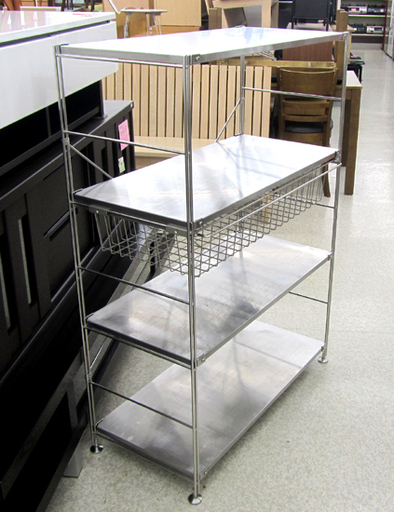 無印良品 スチールユニットシェルフ 4段ラック カゴ付き キッチン棚 収納 札幌市