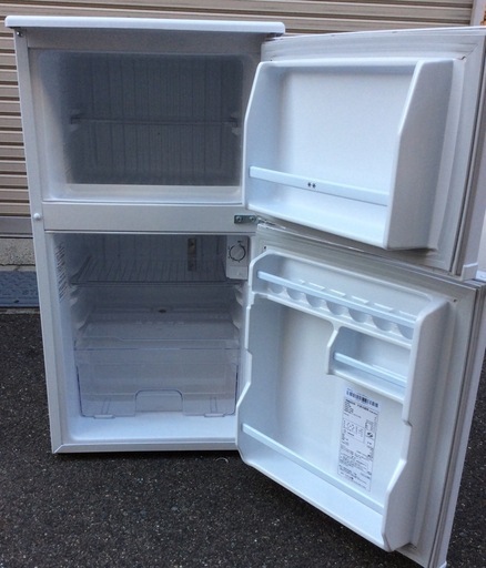 【RKGRE-233】特価！YAMAZEN/86L 2ドア冷凍冷蔵庫/YFRB-90(W)/中古品/2019年製/当社より近隣無料配達！