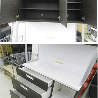 ニトリ/NITORI キッチンボード 幅120.5cm 奥行51cm 高さ200cm ダークブラウン×エナメル天板 食器棚 ☆ PayPay(ペイペイ)決済可能 ☆ 札幌市 北区 屯田 