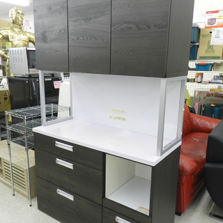 ニトリ/NITORI キッチンボード 幅120.5cm 奥行51cm 高さ200cm ダークブラウン×エナメル天板 食器棚 ☆ PayPay(ペイペイ)決済可能 ☆ 札幌市 北区 屯田 