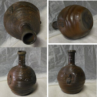 商談中 c594 古丹波 人形徳利 三人形徳利 桂又三郎 識 江戸中期 古