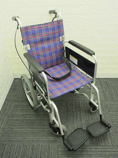 ss0764 カワムラサイクル 介助用車椅子 KAJ402SB 紫チェック kawamura