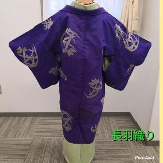 【ネット決済・配送可】アンティーク長羽織り☆正絹 青紫