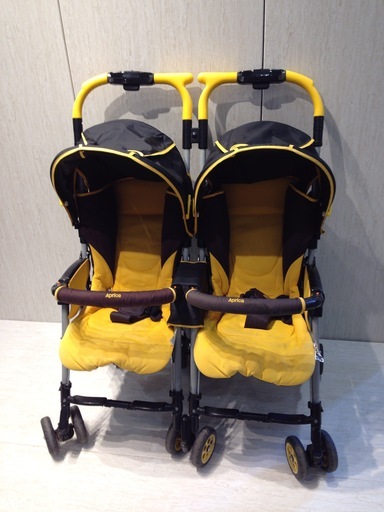 ★1282★Aprica　アップリカ　ネルッコベッドツインズサーモ　双子用ベビーカー　２人乗りベビーカー　ペルソナイエロー