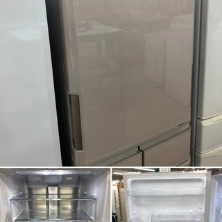 美品【 SHARP 】シャープ 384L 両開き5ドア 冷凍冷蔵庫 どっちもドア プラズマクラスター搭載 自動製氷機付 SJ-PW38W