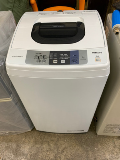 美品　2018年　 HITACHI 5Kg 風脱水 NW-50B (W) 一人暮らし 単身用家電 日立