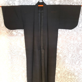昭和アンティーク着物［J］女性用 紗 黒×細い縞模様