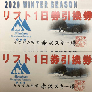 赤沢スキー場　リフト1日券引換券　ペア