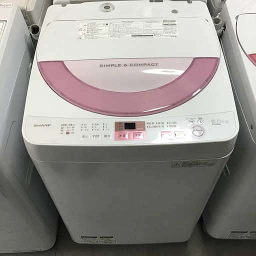 【送料無料・設置無料サービス有り】洗濯機 2017年製 SHARP ES-GE60A-P 中古