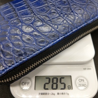 クロコダイル ワニ 牛革 ウォレット ブルー レザー 長財布