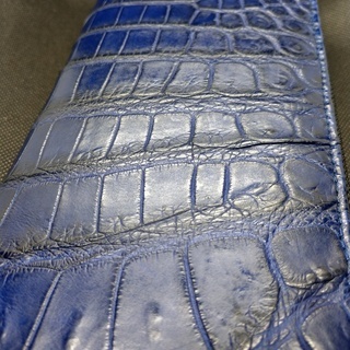 クロコダイル ワニ 牛革 ウォレット ブルー レザー 長財布