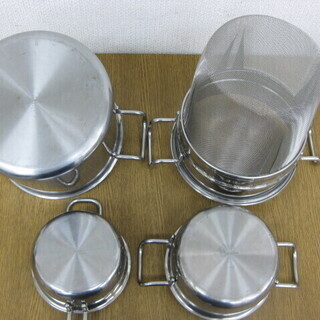 geo PRODUCT ジオプロダクト YUKIO HATTORI パスタポット 21cm ＆ 両手鍋 16cm ＆ 片手鍋 14cm まとめてセット 蓋付き