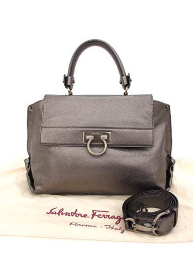 美品 フェラガモ ソフィア 2way ショルダーバッグ ブロンズ金具