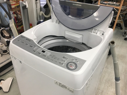 シャープ8.0Kインバーター洗濯機　2018年製！！！　分解クリーニング済み！！！