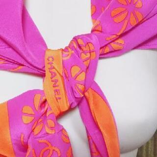 CHANEL/シャネル◇ビビットピンク♪シルクストール/リボン◇未使用品