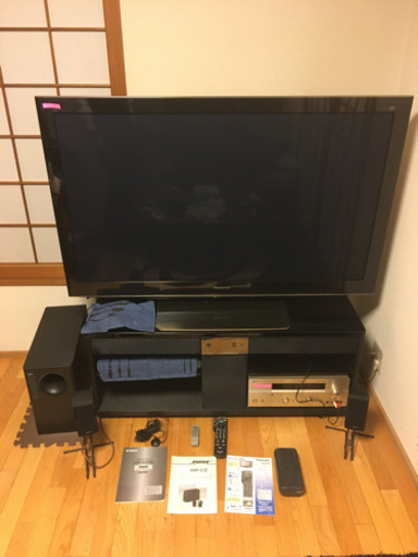 【おまけ付き】プラズマテレビ、アンプ、スピーカー×2、ウーファーのセット　おまけ付き