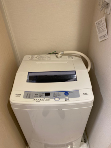 AQUA2016年式洗濯機　容量6.0キロ　付属品完備